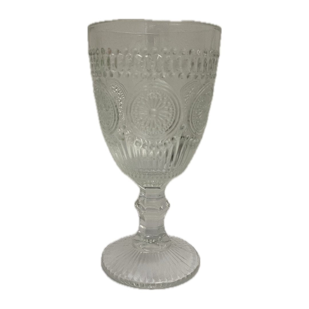 Floral Textured Glass Water Goblet - HER Home Design Boutique